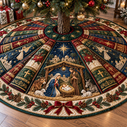Nativity Heritage Christmas Quilted Tree Skirt SN0TV584