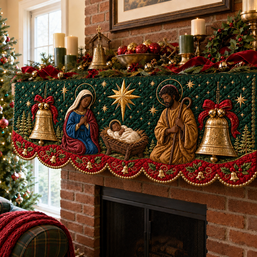 Nativity Scene V2 Quilted Mantel Scarf SN0TD214