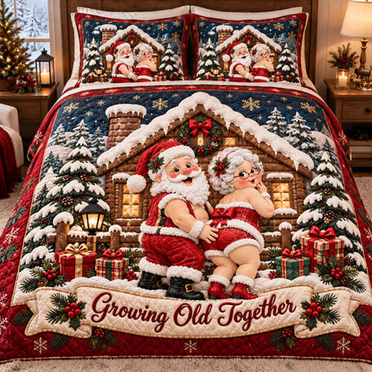 Naughty Santa Couple 3-Piece Quilted Bedding Set SN0HH0902