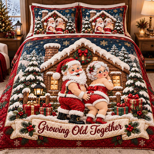 Naughty Santa Couple 3-Piece Quilted Bedding Set SN0HH0902