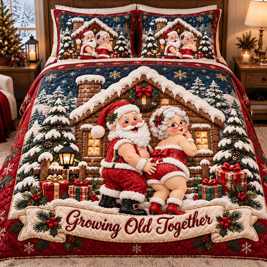 Naughty Santa Couple 3-Piece Quilted Bedding Set SN0HH0902