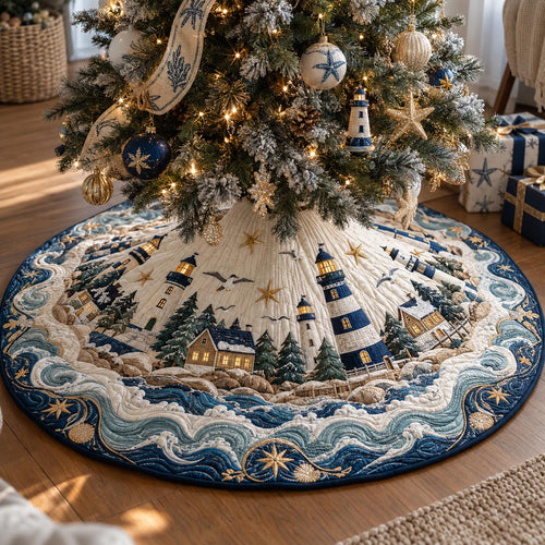 Nautical Christmas Coast Christmas Quilted Tree Skirt SN0DV1195