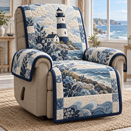 Navy Blossom Lighthouse Quilted Sofa Cover SN0TV919