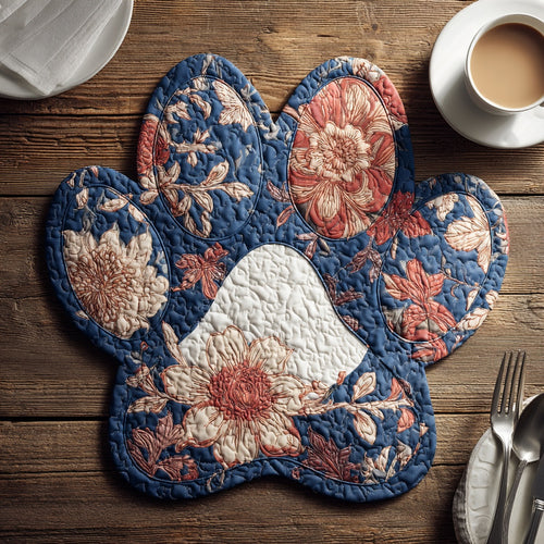Navy Floral Custom Shape Quilted Placemat NCU0LV102