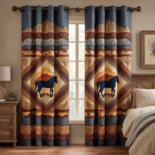 Navy Frontier Horse Quilted Curtains NCU0DH839