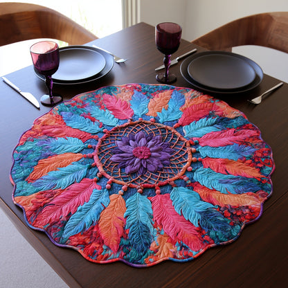 Neon Plumes Custom Shape Quilted Table Topper NCU0LV249