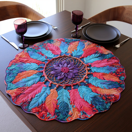 Neon Plumes Custom Shape Quilted Table Topper NCU0LV249