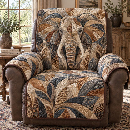 Neutral Botanical Elephant Quilted Sofa Cover SN0DV1004
