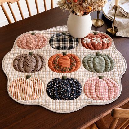 Nine Pumpkins Custom Shape Quilted Table Topper NCU0LV162