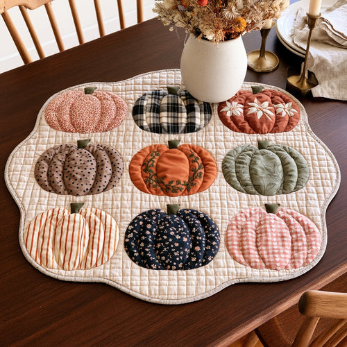Nine Pumpkins Custom Shape Quilted Table Topper NCU0LV162