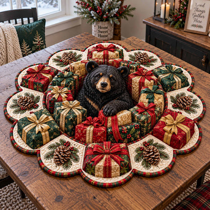 Noel Bear Custom Shape Quilted Table Topper SN0TD1021