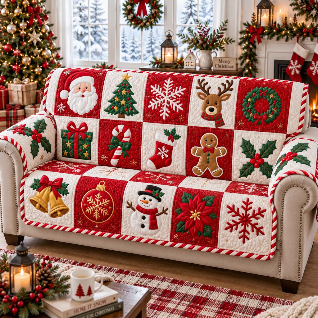 Noel Splendor Quilted Sofa Cover SN0HH0569
