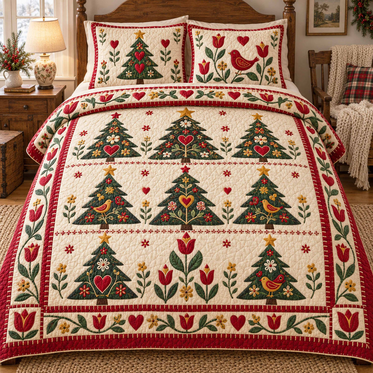 Noel Spruce 3-Piece Quilted Bedding Set SN0TD1161