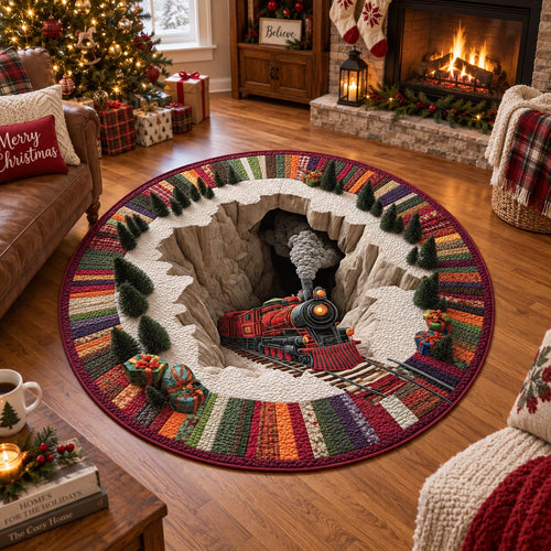 North Pole Train Ride Quilted Round Mat SN0DV757