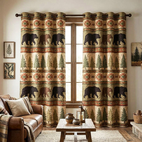 Northern Bear Forest Quilted Curtains NCU0TVN004