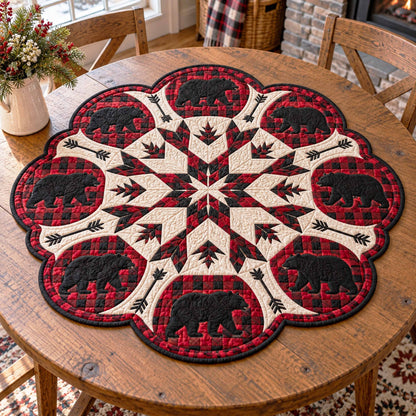 Northwoods Bear Custom Shape Quilted Table Topper SN0TD1048