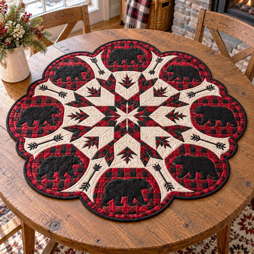Northwoods Bear Custom Shape Quilted Table Topper SN0TD1048