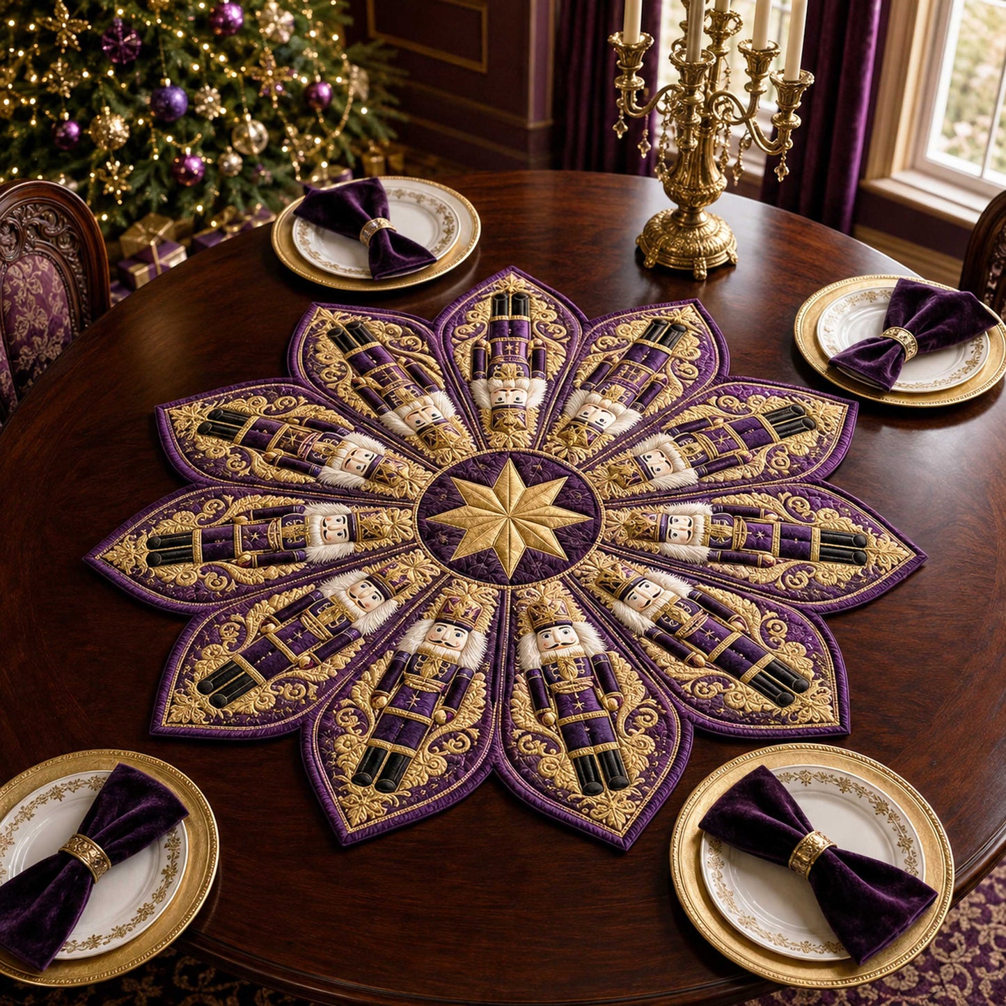 Nutcracker Charm Custom Shape Quilted Table Topper SN0TD181