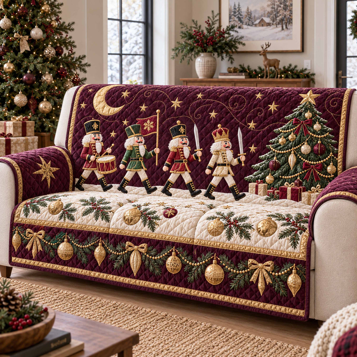 Nutcracker Christmas Quilted Sofa Cover SN0TD1198