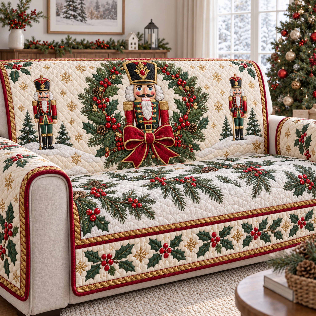 Nutcracker Classic Quilted Sofa Cover SN0TD1201