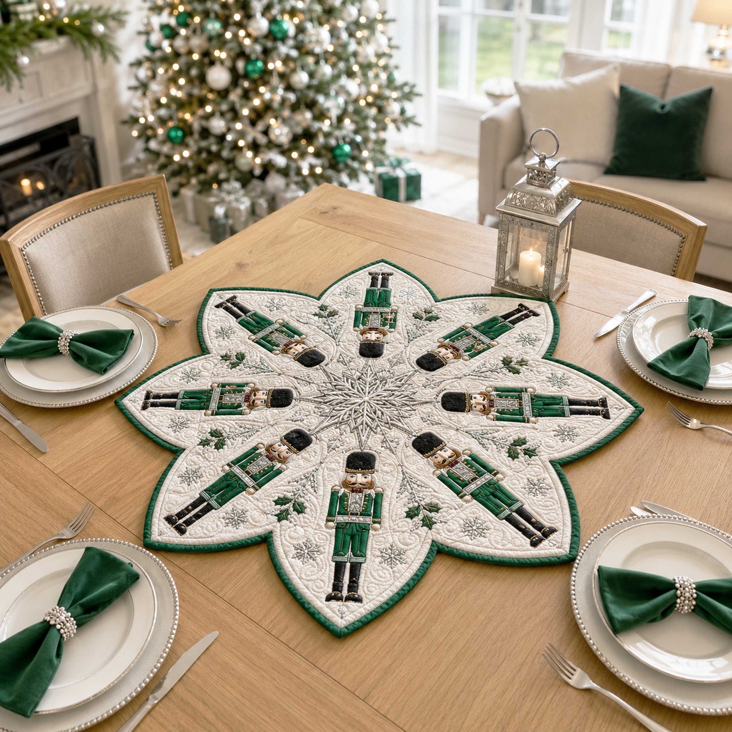 Nutcracker Holiday Custom Shape Quilted Table Topper SN0TD176