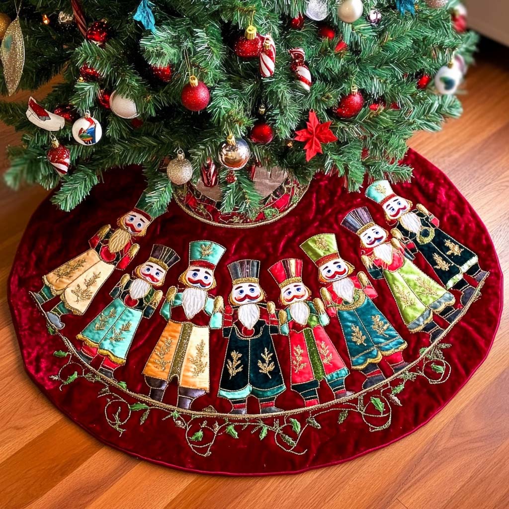 Nutcracker Holiday Harmony Quilted Christmas Tree Skirt NCU0DV1033