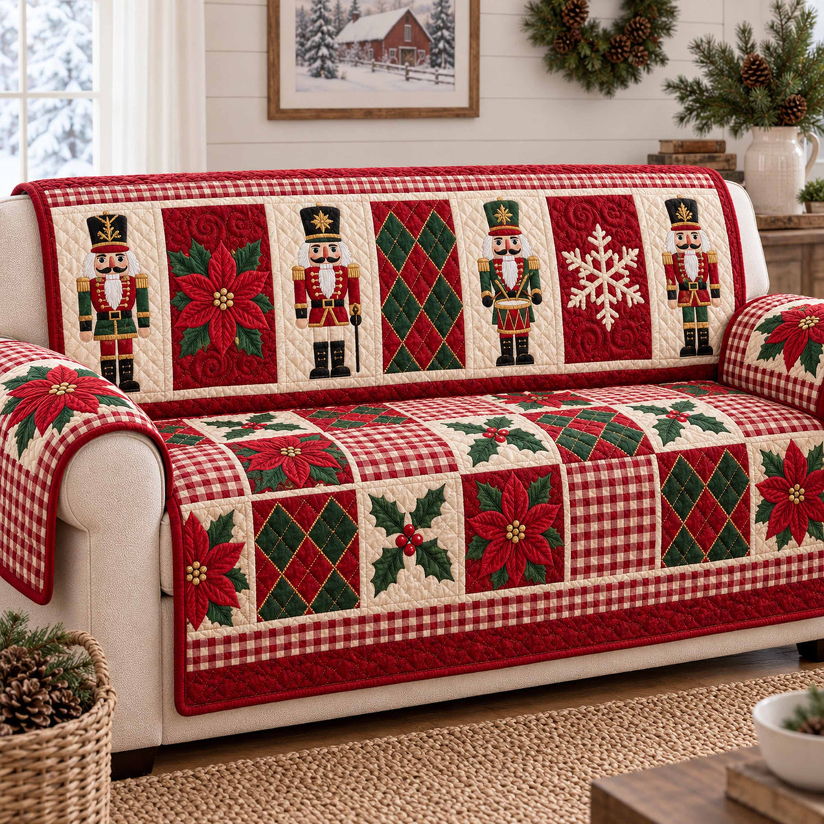 Nutcracker Joy Quilted Sofa Cover SN0TD1197
