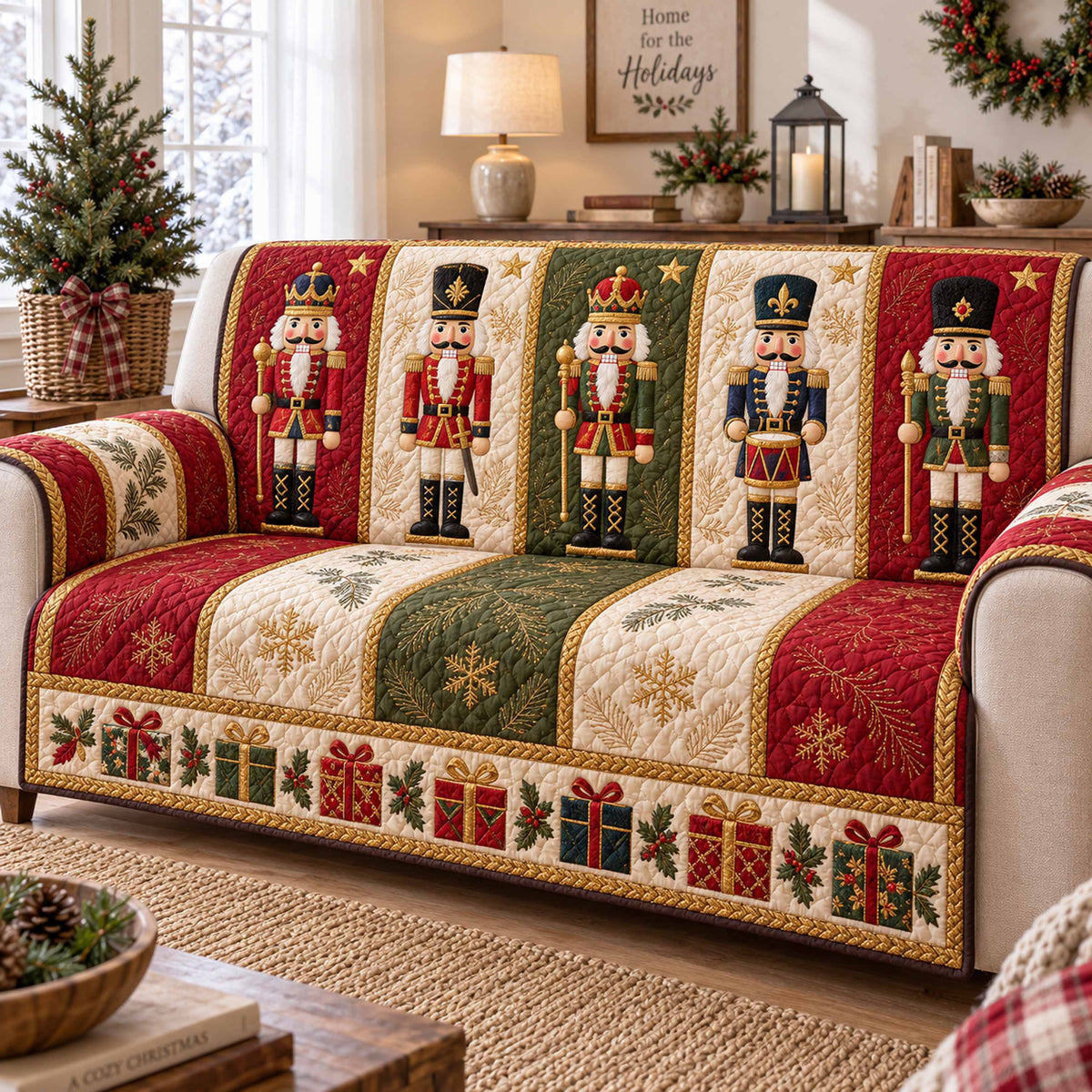 Nutcracker Magic Quilted Sofa Cover SN0TD1192