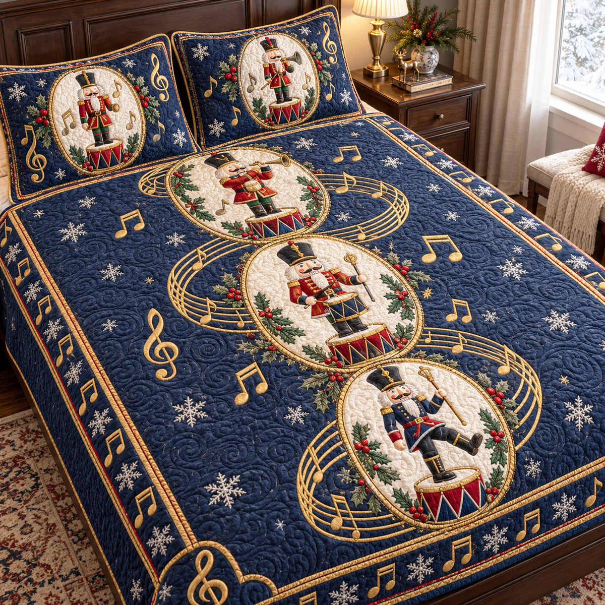 Nutcracker Parade 3-Piece Quilted Bedding Set SN0TD1138