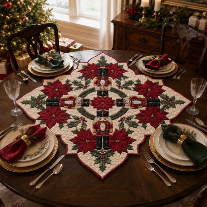 Nutcracker Poinsettia Star Custom Shape Quilted Table Topper SN0DV328