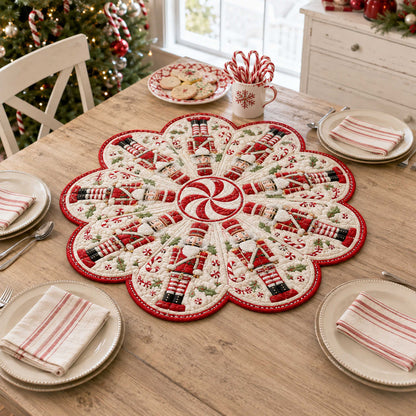 Nutcracker Village Custom Shape Quilted Table Topper SN0TD179