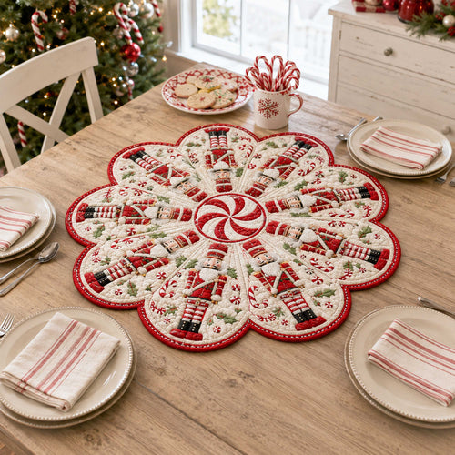 Nutcracker Village Custom Shape Quilted Table Topper SN0TD179