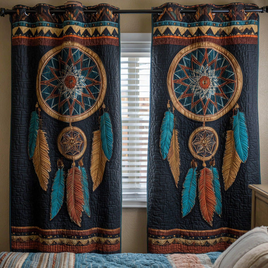 Ocean Feather Ring Quilted Curtains NCU0DH881