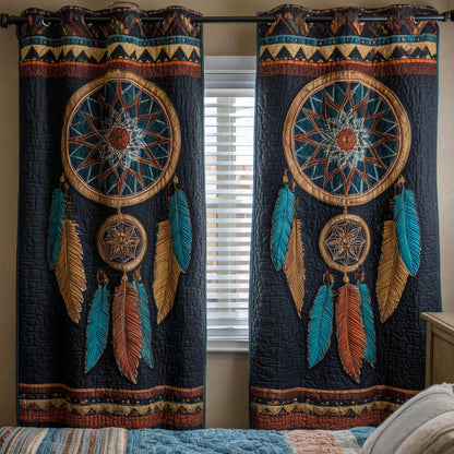 Ocean Feather Ring Quilted Curtains NCU0DH881
