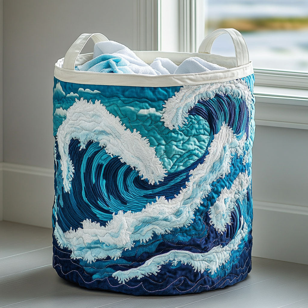Ocean Wave Quilted Laundry Basket NCU0DDK862