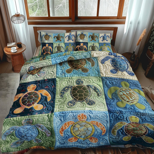 Oceanic Turtle Dream 3-Piece Quilted Bedding Set  NCU0TL482