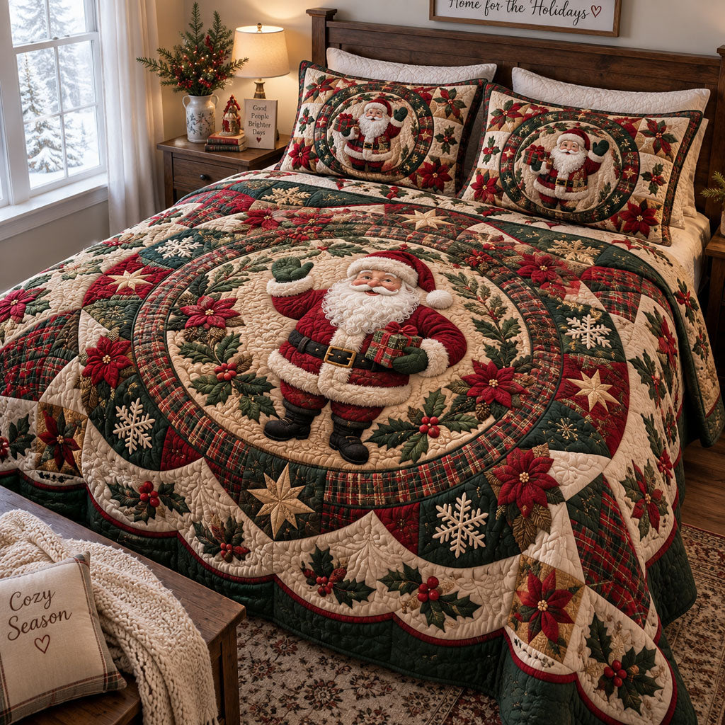 Old-Fashioned Christmas Eve 3-Piece Quilted Bedding Set SN0PT1155
