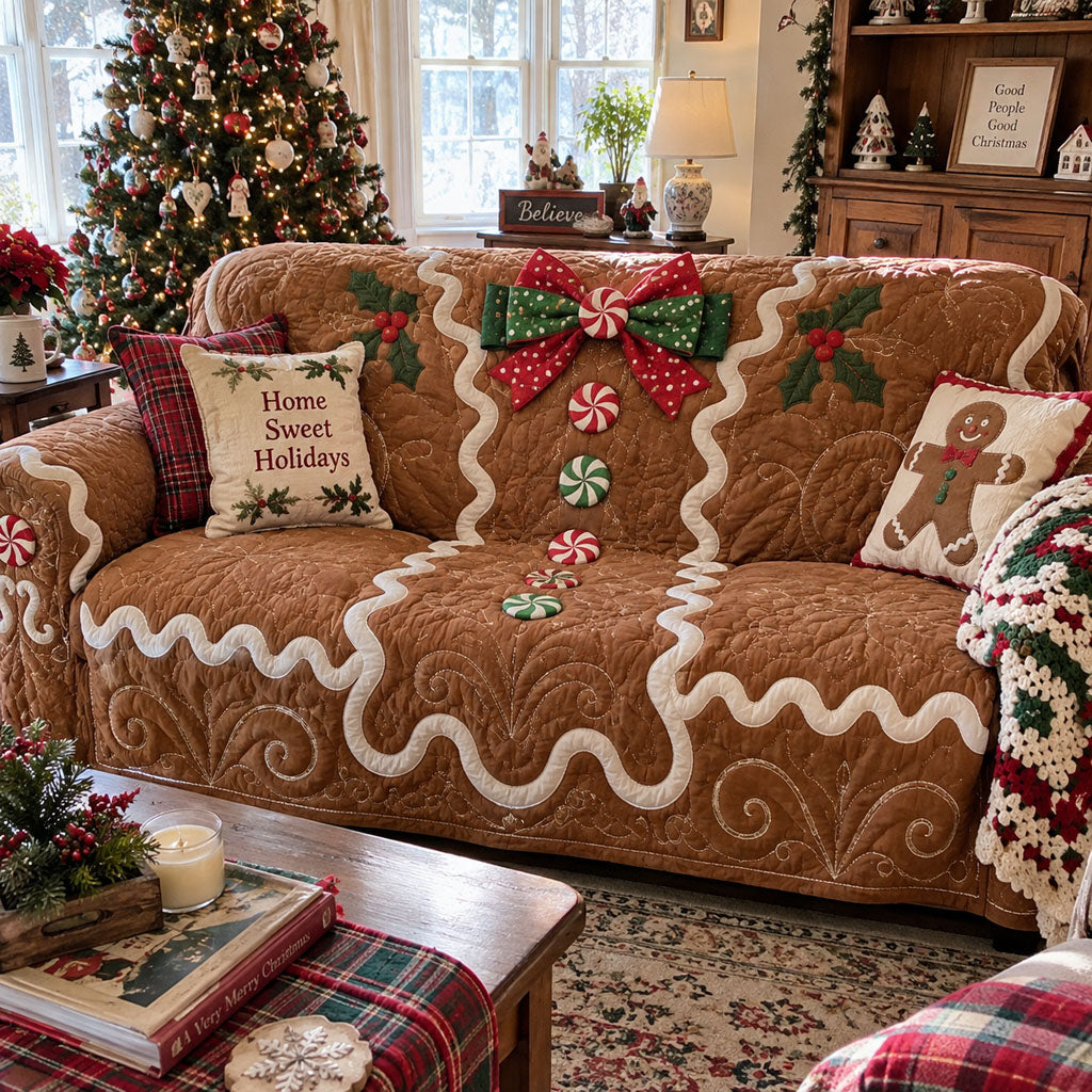 Old-Fashioned Christmas Quilted Sofa Cover SN0PT1121