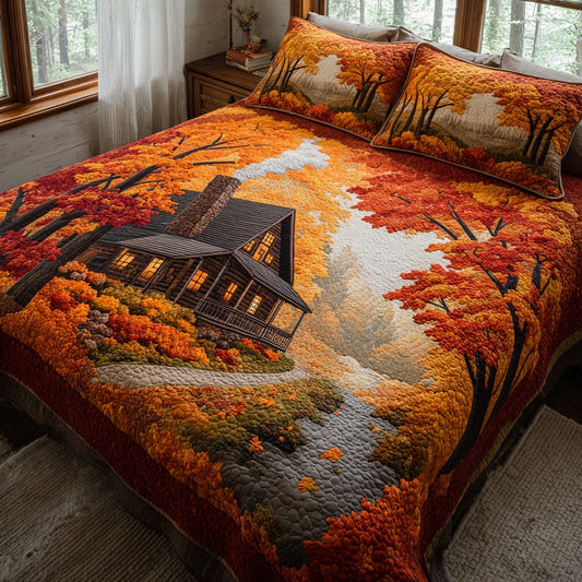 Orange Forest 3-Piece Quilted Bedding Set NCU0LV143