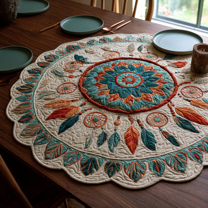 Orange Mandala Custom Shape Quilted Table Topper NCU0LV233