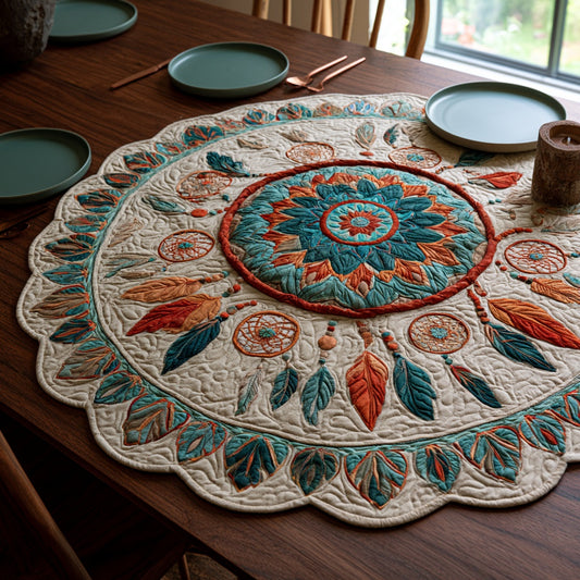 Orange Mandala Custom Shape Quilted Table Topper NCU0LV233