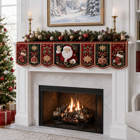 Ornament Santa Claus Quilted Mantel Scarf SN0HH0227