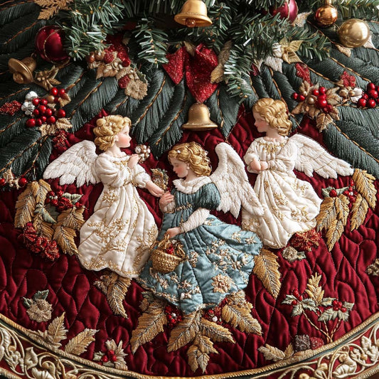 Ornaments of Heaven Christmas Quilted Tree Skirt NCU0DV2275