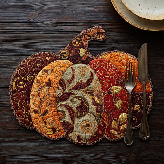 Ornate Crimson Squash Custom Shape Quilted Placemat NCU0LV023
