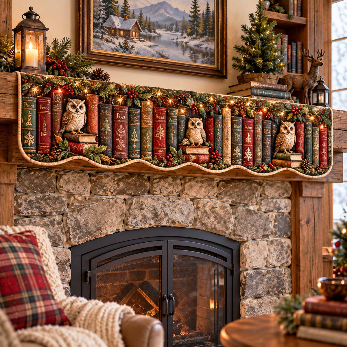 Owl Christmas Quilted Mantel Scarf SN0TD940