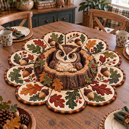 Owl Haven Custom Shape Quilted Table Topper SN0TD921