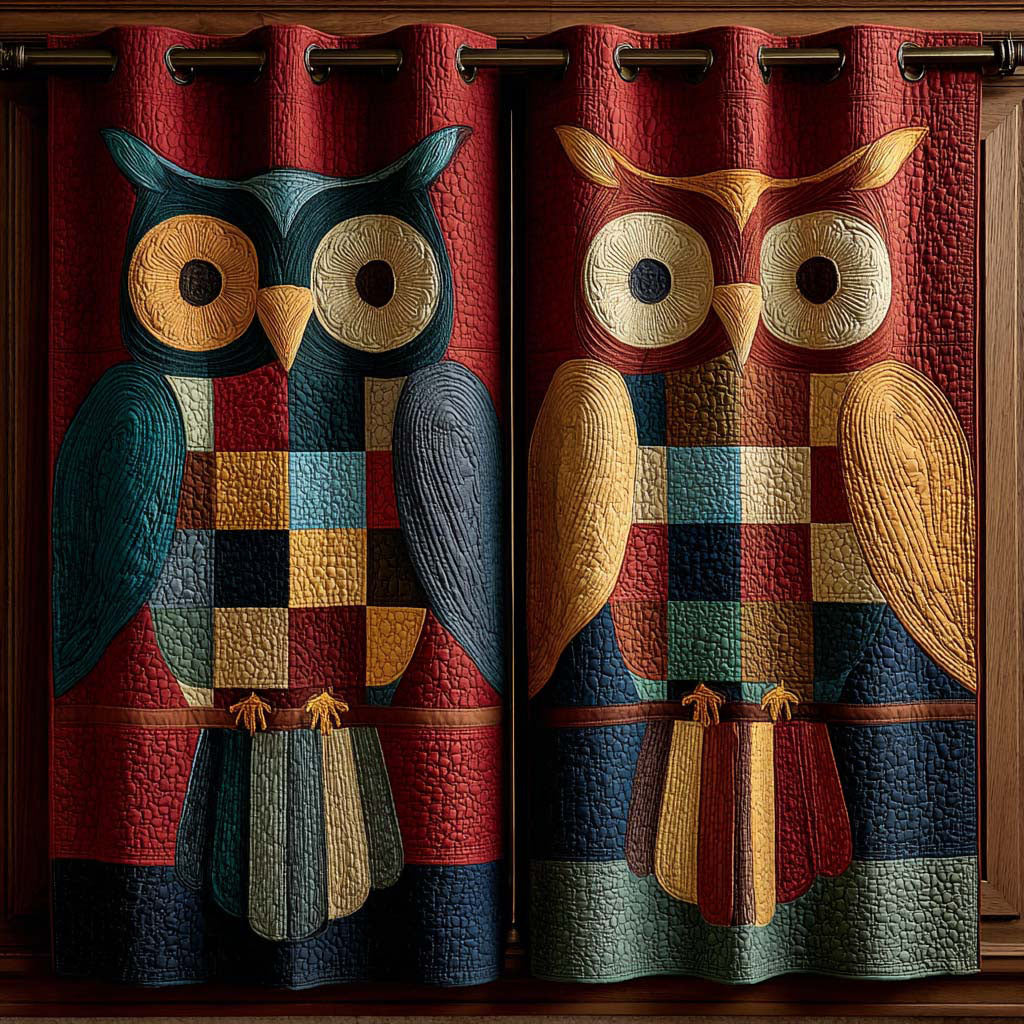Owl Mosaic Quilted Curtains NCU0QQ219