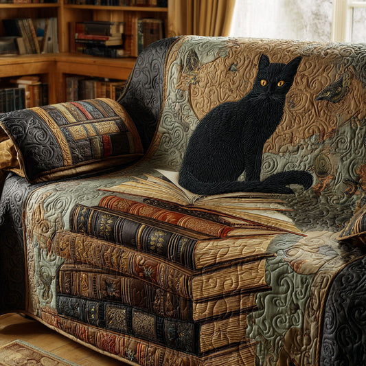 Pages Of Mystery Quilted Sofa Cover NCU0TV754