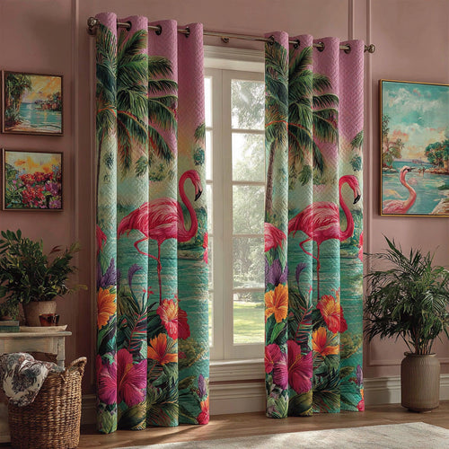 Palm Coast Flamingo Quilted Curtains NCU0DH936
