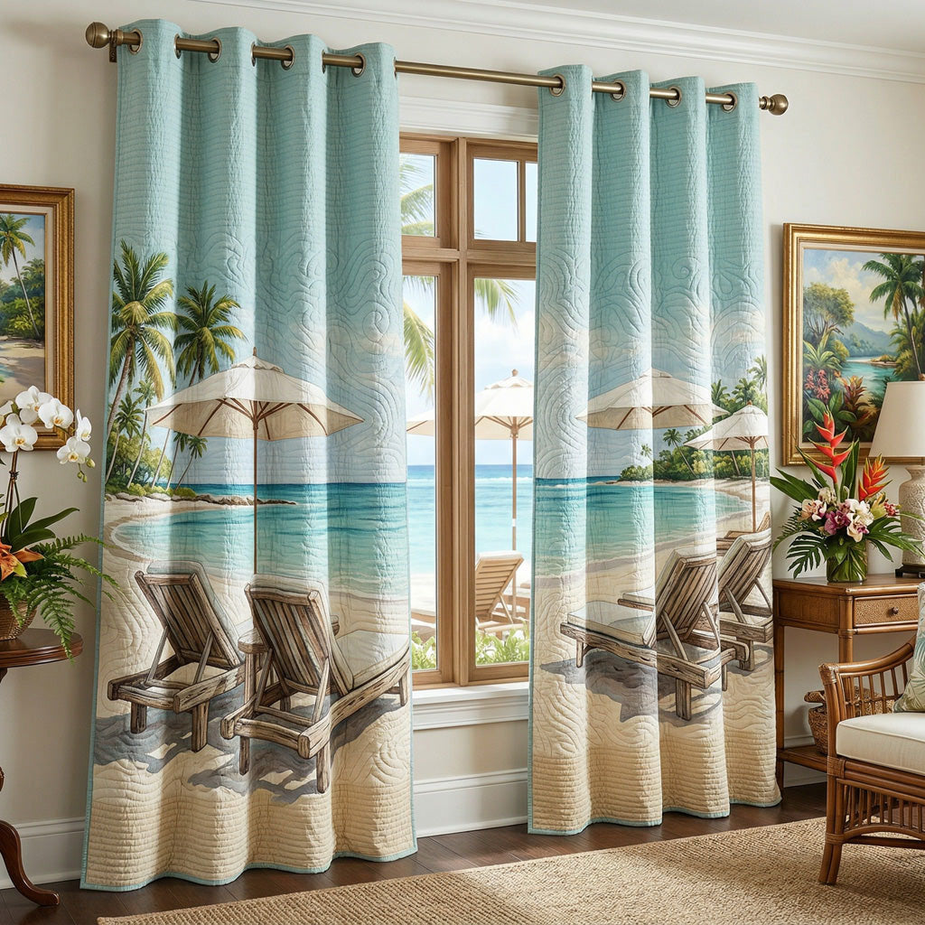 Palm Coast View Quilted Curtains NCU0DH962